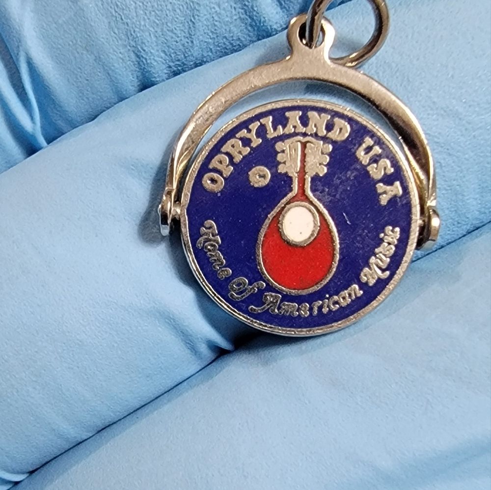 Vintage 925 Sterling Silver Blue Enamel Opryland USA  Spinner Charm